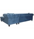 Canapé d'angle à droite style chesterfield velours bleu Velty - 