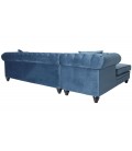 Canapé d'angle gauche style chesterfield velours bleu Velty - 