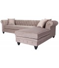 Canapé d'angle à droite style chesterfield velours taupe Velty - 