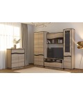 Meuble TV 120cm avec 3 tiroirs bois clair et noir Genna - 