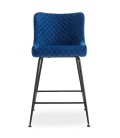 Chaise de bar velours bleu pieds noir Mibella - Set de 2 - 