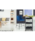 Chaise de bar velours bleu pieds noir Mibella - Set de 2 - 
