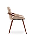 Chaise design bois foncé et velours taupe clair Kyala - Lot de 2 - 