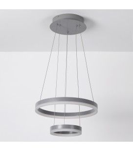 Suspension design LED 2 cercles en métal gris