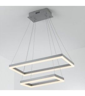 Suspension design LED 2 rectangles en métal gris - 