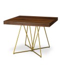 Table extensible bois foncé noisette et pieds dorés Elony - 