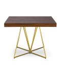 Table extensible bois foncé noisette et pieds dorés Elony - 