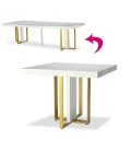 Table extensible effet marbre pieds dorés Tolda - 