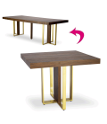 Table extensible bois foncé pieds dorés Tolda - 