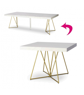 Table extensible blanche effet marbre Elony