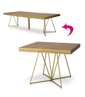 Table extensible bois clair et pieds dorés Elony - 