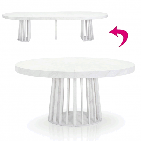 Table ovale extensible à 300cm effet Marbre Eliza - 