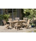 Table de jardin ovale en teck extensible à 200cm + 6 chaises FUN