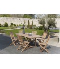 Table extensible de jardin en bois massif 240cm cm + 6 chaises FUN