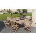 Table extensible de jardin en bois massif 240cm cm + 6 chaises FUN