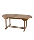 Ensemble d'extérieur en teck table ovale extensible 240cm + 6 fauteuils empilables Besuki