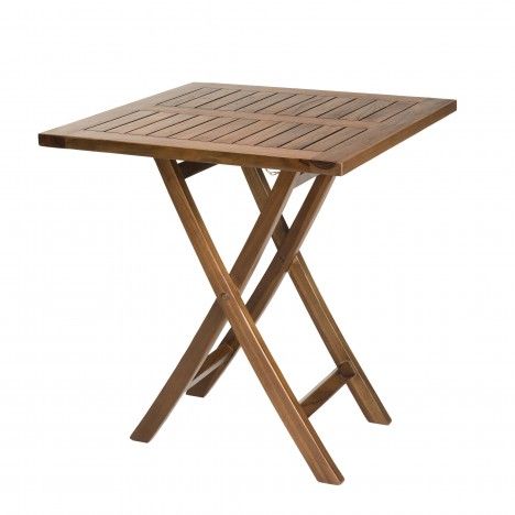 Table d'extérieur carrée pliante 70cm en bois de teck huilé Besuki