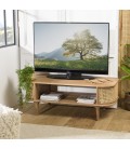 Meuble TV table basse angles arrondis bois massif Elisa