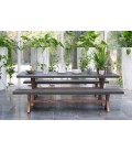 Table et bancs de jardin en bois bois massif et ciment gris