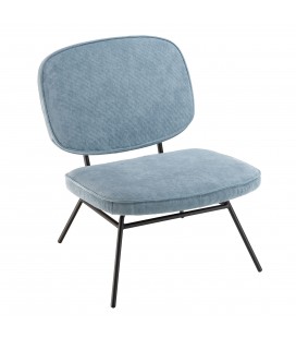 Fauteuil chaise lounge en velours côtelé bleu clair