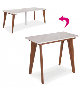 Table console extensible effet marbre et bois 90 à 195cm Flagy