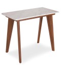 Table console extensible blanche et bois 90 à 195cm Flagy