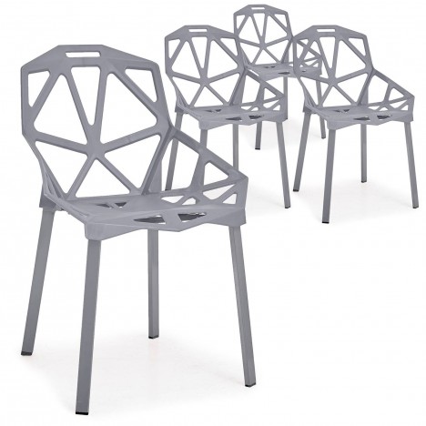 Chaise design grise Spider - Lot de 4