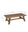 Table basse bois massif rectangle 140x70cm Bastila