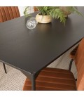 Table de repas noire en bois et pieds métal 220cm 8 couverts Dinodo