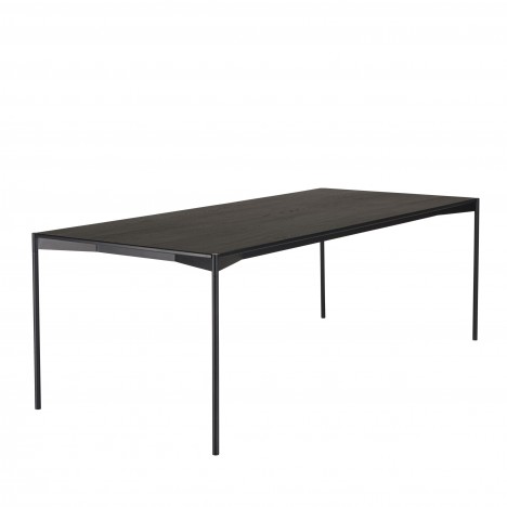 Table de repas noire en bois et pieds métal 220cm 8 couverts Dinodo