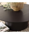 Table basse noire 90cm ronde en métal et bois Dinodo