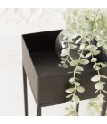 Support à plantes sellette noire en métal et bois noir 80cm Dinodo