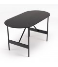 Petite table basse ovale en bois et métal noir 70x35cm Dinodo