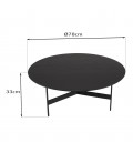 Table basse ronde 80cm en bois et métal noir Dinodo