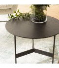Petite table basse ronde 50cm en métal et bois noir Dinodo