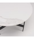 Petite table basse ronde 50cm plateau effet marbre et métal noir Dinodo
