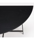 Console décorative noire demi lune 85cm en métal et bois noir Dinodo