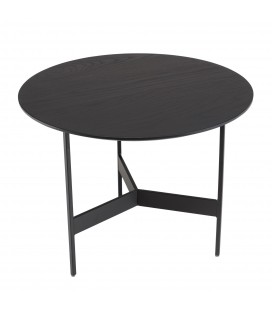Petite table basse ronde 50cm en métal et bois noir Dinodo