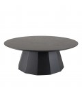Table basse en bois noir avec pied design et plateau 90cm Dinodo