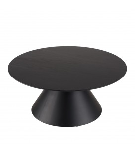 Table basse noire plateau en bois et pied métal 80cm Dinodo