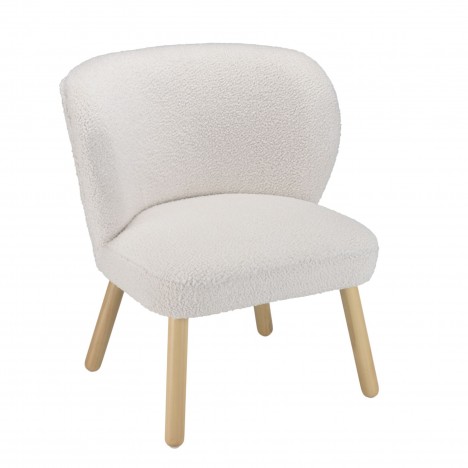 Pouf petit fauteuil en imitation fourrure tissu blanc BOGOTA