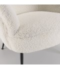 Petit fauteuil en tissu imitation fourrure blanche à petites boucles BOGOTA
