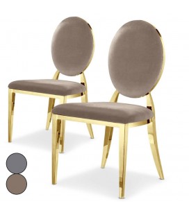 Lot de 2 chaises médaillon dorée et velours 