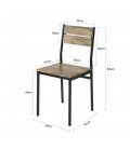 Table métal noir et bois foncé chene vieilli + 4 chaises Bronx