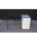 Bureau en verre avec rangement 3 tiroirs B-Desk - 