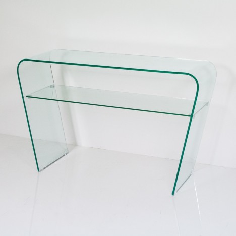 Console design arrondi en verre avec étagère Eta - 