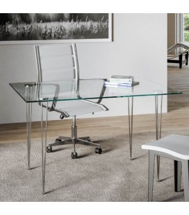 Table bureau 130cm en verre et pieds en épingle Marigold