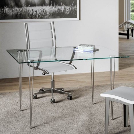 Table bureau 130cm en verre et pieds en épingle Marigold - 