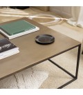 Table basse carrée 90x90cm aluminium doré et noir pieds métal DODOMA