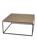 Table basse carrée 90x90cm aluminium doré et noir pieds métal DODOMA